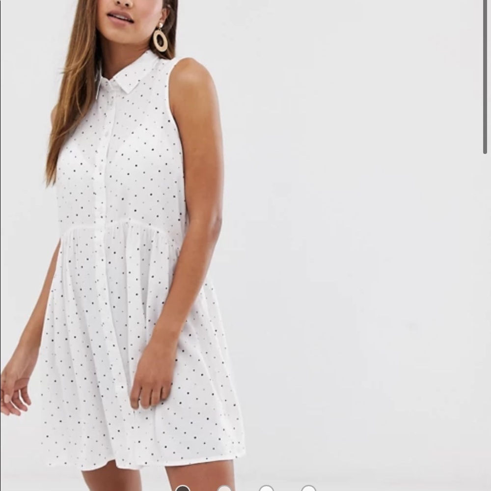 ASOS Sleeveless polka dot white dress